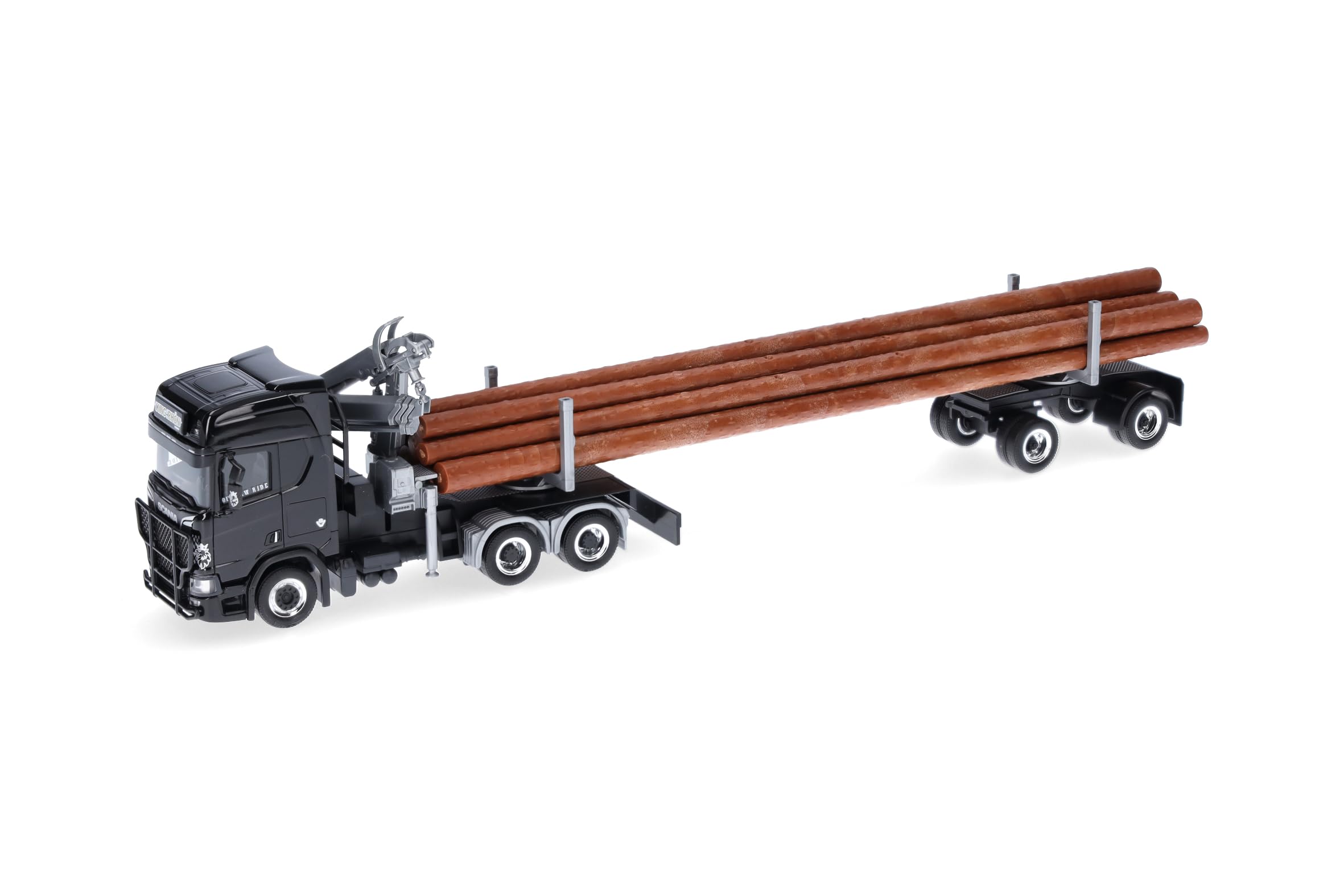 Herpa truck model Scania CR 20 HD timber transporter semi-trailer